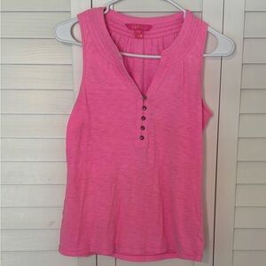 Lilly Pulitzer Bright Pink Sleeveless Henley Tank Top XS